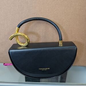 Black Clutch with Gold Handle